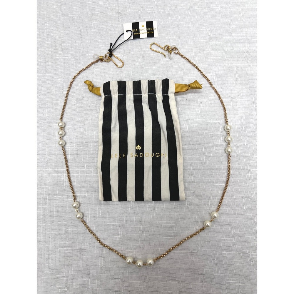 Lele Sadoughi Eyeglass Chain Women OS Pearl New Gold Tone LSG007IV Mask Holder